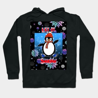 SNOWFLAKES Christmas Penguin Let it Snow Hoodie